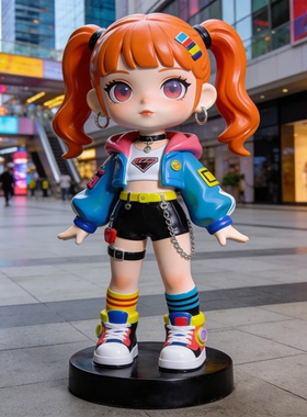 玻璃钢彩绘潮酷人物雕塑定制工厂