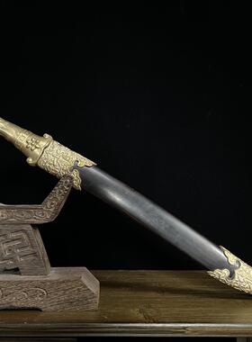 【马首弯刀】痕都斯小清刀黄铜装具黑檀木鞘T10钢刀身短刀未开刃