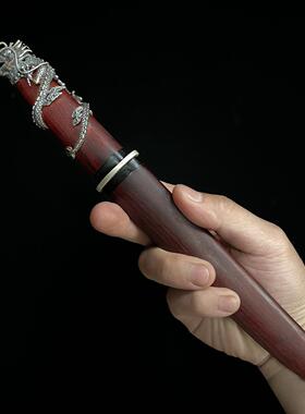 【龙牙刃】纯银装小叶紫檀木鞘镶牛角M390刀身小清刀短刀未开刃