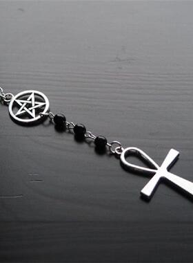 曼谷公园复古十字架长项链毛衣链