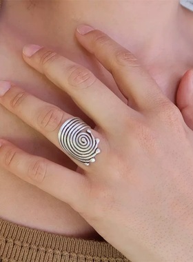 复古波西米亚部落风漩涡戒指男女