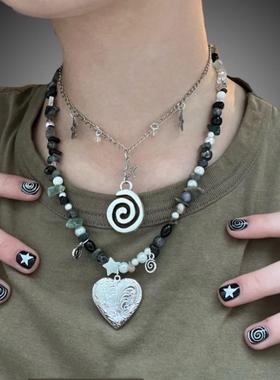 复古漩涡星星项链锁骨链叠搭钛钢