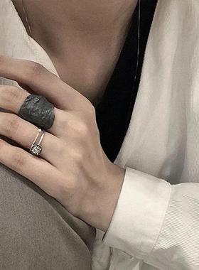 暗黑风花瓣褶皱肌理感戒指秋冬