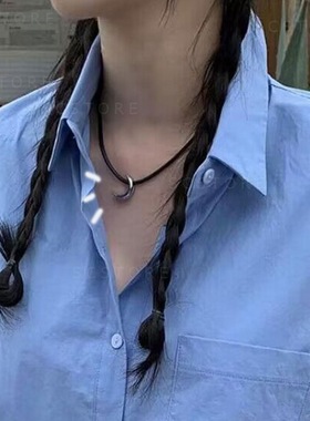 BKP曼谷公园「月牙弯」韩国小众设计ins博主同款项链百搭编制皮绳