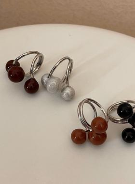 小众设计感不规则圆球戒指复古