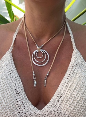 波西米亚复古漩涡圆环秋冬毛衣链