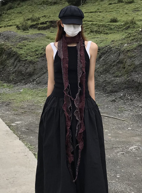BKP 搭配好物 秋冬设计百搭手工编制螺旋荷叶边双色针织女围巾脖