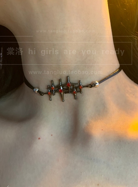 绯红巫女 细款蜡线choker颈链女甜酷暗黑风锁骨链个性项圈高级感