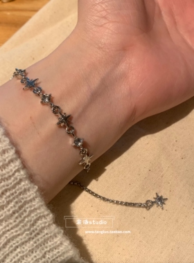 ins感冷淡风星芒锆石手链女简约素链手饰品小众设计感手环2026潮