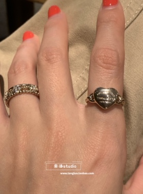 棠洛 高级感浅钛金戒指女小众简约食指戒指叠戴精致指环日常通勤