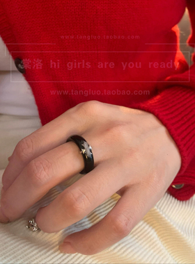 棠洛 甜酷风玛瑙十字架戒指女小众个性食指戒指日常百搭高级感潮