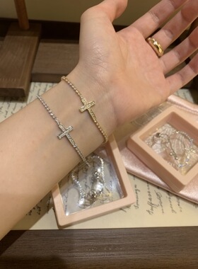 棠洛 高级感银色金属冷淡风手镯手链叠戴女气质精致可调节手饰品
