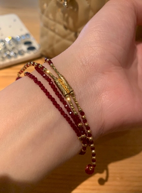 棠洛 手作红色细闪尖晶石项链氛围感红色锁骨链高级百搭显白项链