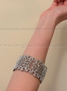 棠洛 宽版欧美风金色手镯臂环女小众个性波西米亚风夸张手饰品潮