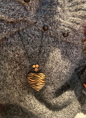 Vintage 古着蕾丝立体爱心吊坠毛衣链女辣妹朋克风长款项链高级感