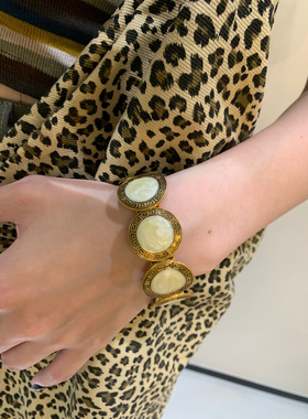 沙丘圆盘弹力手镯女小众vintage手环辣妹高级感手饰品个性冷淡风