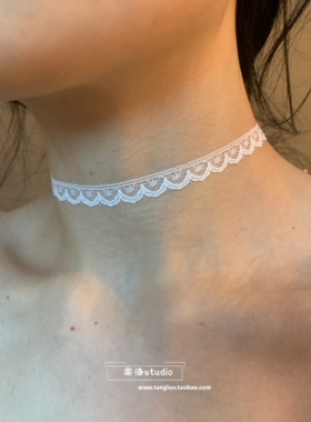 棠洛 白色蕾丝花边choker颈链女小众设计感项圈纯欲锁骨链颈带潮