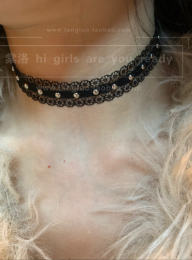 甜酷风蕾丝choker叠戴金属圆环十字架项链女小众个性辣妹颈链2026