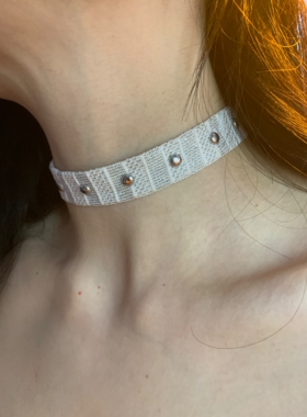 棠洛 白色铆钉choker颈链女甜酷辣妹风白色颈带项圈泡朋克风2026