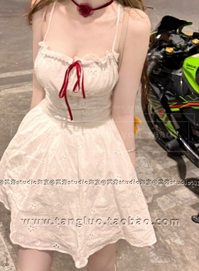 红色网纱花朵choker颈链女显白锁骨链花朵项圈辣妹风颈带2026爆款