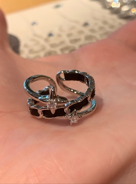 甜酷小香风锆石开口戒指女叠戴食指戒指高级感素圈个性百搭指环潮