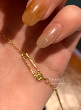 jennie珍妮同款金色别针项链女金色细链锁骨链日常百搭简约项链潮