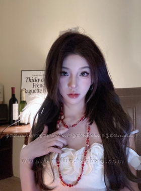 棠洛 度假风红色贝壳串珠长项链女波西米亚风绕脖项链夸张度假风