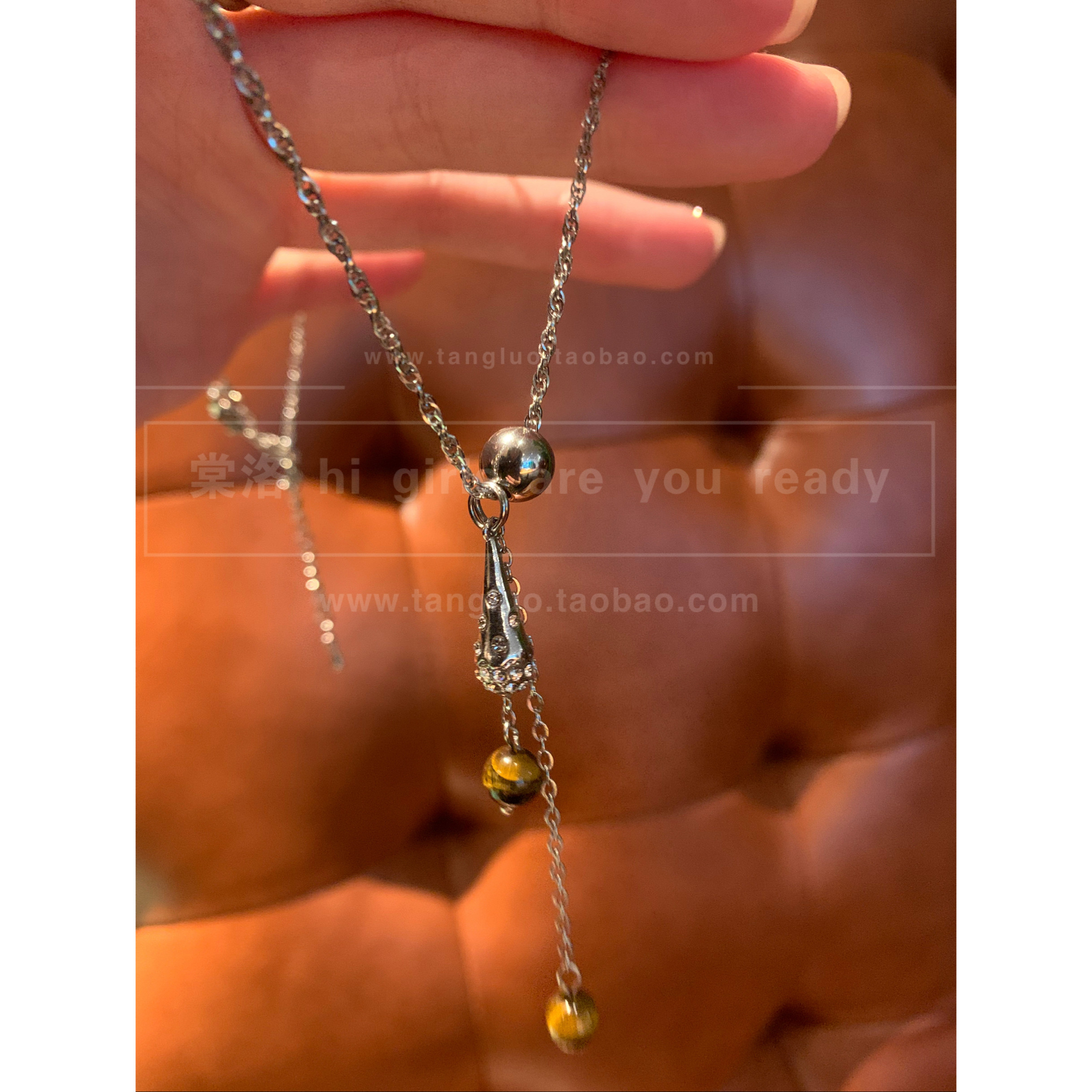 细闪氛围感虎眼石流苏项链女小众高级感短款毛衣链精致轻奢毛衣链,淘宝优惠券,粉丝福利购,淘宝优惠卷