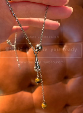 细闪氛围感虎眼石流苏项链女小众高级感短款毛衣链精致轻奢毛衣链