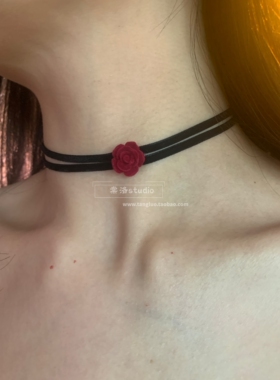 【棠洛】双生复古丝绒玫瑰choker颈链女秋冬布艺锁骨链小众颈带潮