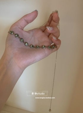 vintage 抽拉式咖金锆石choker颈链女多戴款波西米亚风复古锁骨链