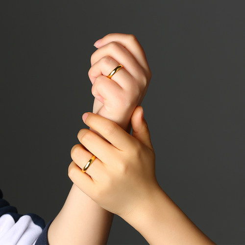 黄金戒指素圈999足金泥鳅背结婚对戒情侣简约实心闭口纯金女男 - 图3