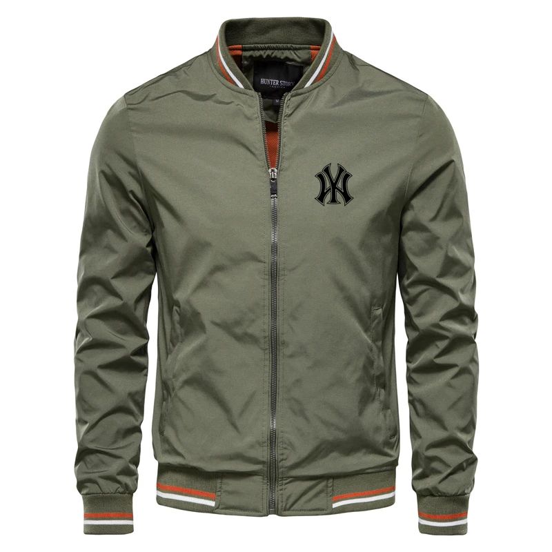 2023 Brand Print Baseball Jacket Men Casual Stand Collar Bom - 图0