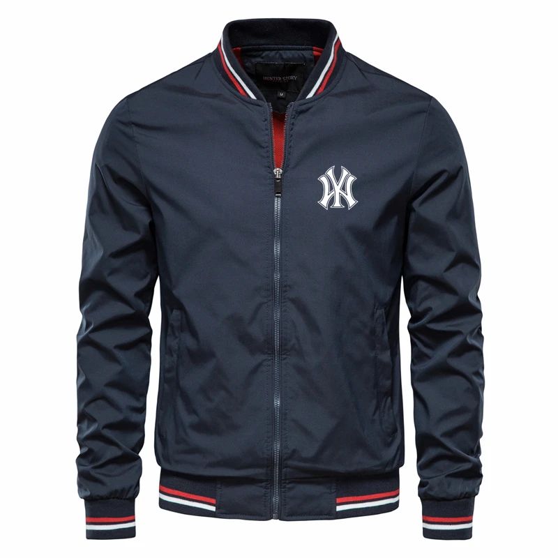 2023 Brand Print Baseball Jacket Men Casual Stand Collar Bom - 图2