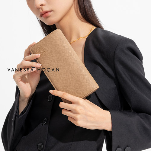 VH女包吉吉钱包真皮长款钱包便携卡包头层牛皮手拿包包质感皮夹包 - 图1