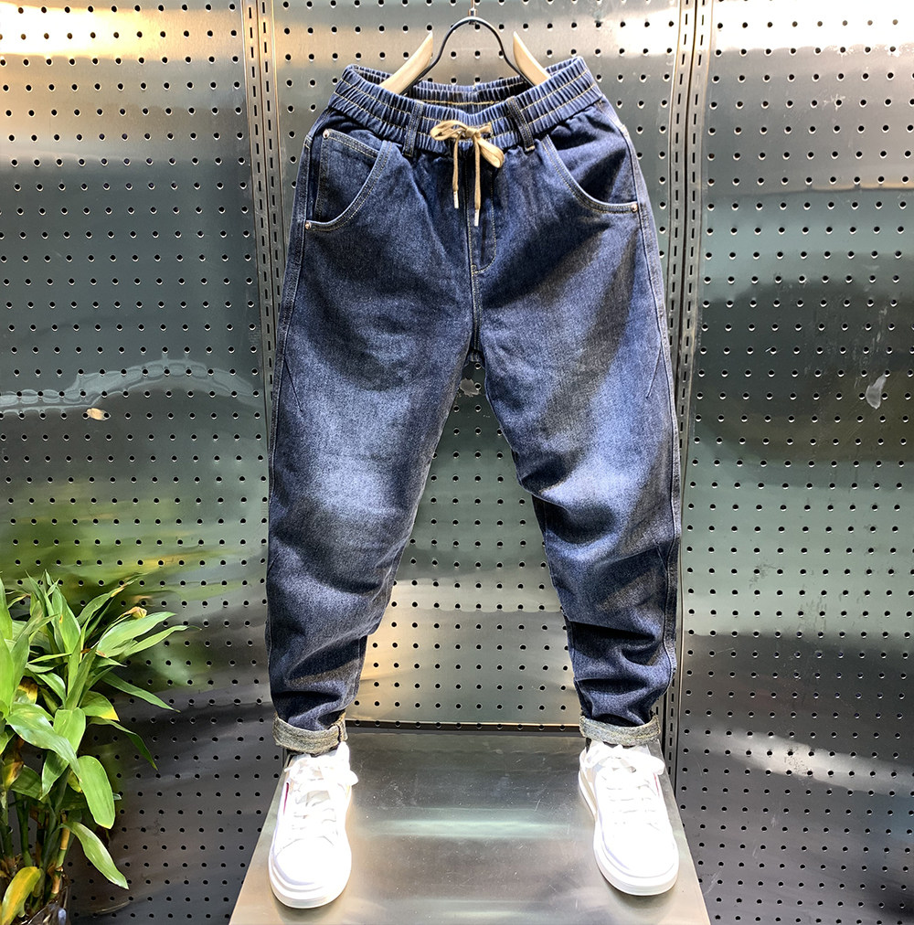 牛仔裤男哈伦裤宽松百搭潮牌ins百搭青年松紧腰直脚休闲男裤长裤,淘宝优惠券,粉丝福利购,淘宝优惠卷