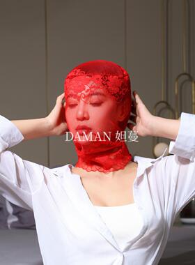 性感蕾丝花边蒙面头套弹力全包裹