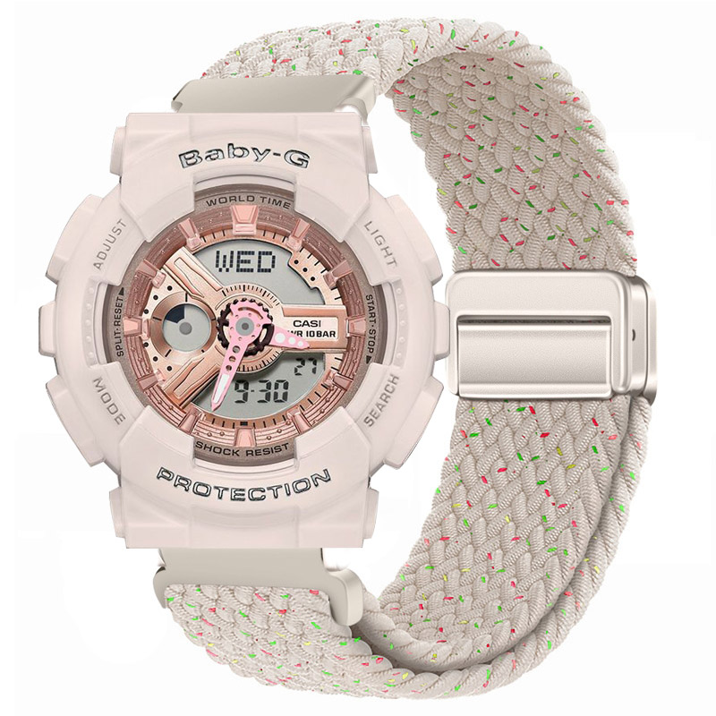适用casio卡西欧BABY-G手表带女BA-110/112/100磁吸编织透气腕带 - 图2