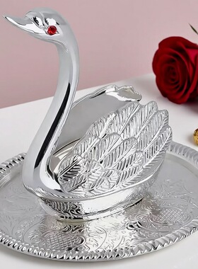 欧式镀银天鹅摆件戒枕首饰项链