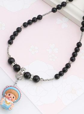 正品萌趣趣monchhichi蒙奇奇ss串珠三色项链可爱女款女童亲子饰品