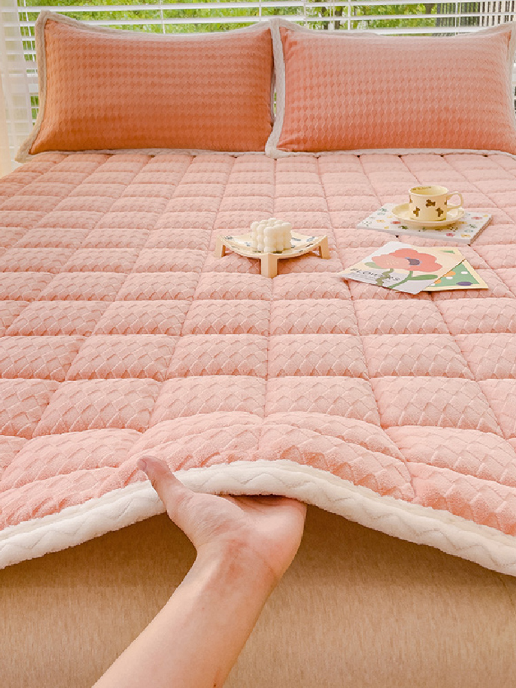 加厚牛奶绒烂花床垫家用卧室1米8榻榻米垫子床褥冬季垫毯软垫1米5 - 图0