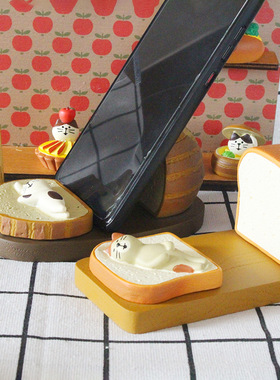 创意可爱日式吐司泡芙猫咪桌面