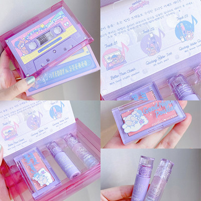 韩国romand Neonmoon小熊联名限定唇釉水膜唇蜜眼影腮红磁卡套盒 虎窝淘