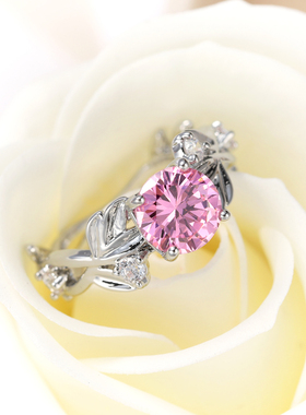 韩版戒指镶钻蓝宝石水晶百搭森系