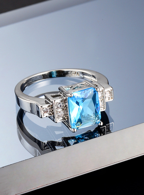 欧美流行时尚方形宝石戒指
