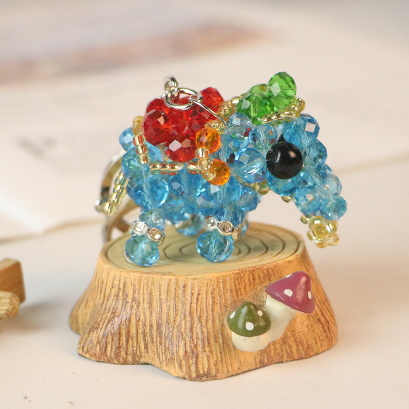 精品小象 水晶串珠大象 小挂件钥匙圈 包包配饰 情侣手工 材料包 - 图2