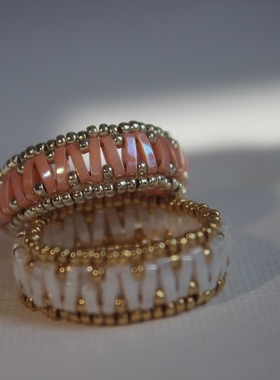 拾于定制日式手工串珠八音盒提拉珠复古浪漫戒指饰品