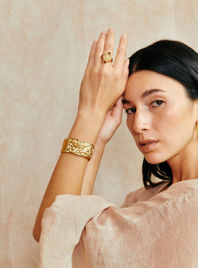 棕榈遗迹手镯宽版开口手饰