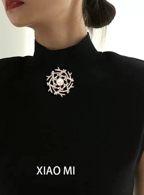 筱米轻奢珍珠女鸟巢胸针