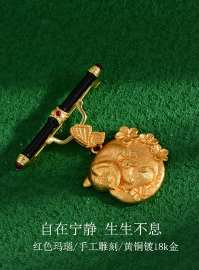 惬意时光慵懒猫咪胸针女复古小众精致别针大衣复古别针教师节礼物